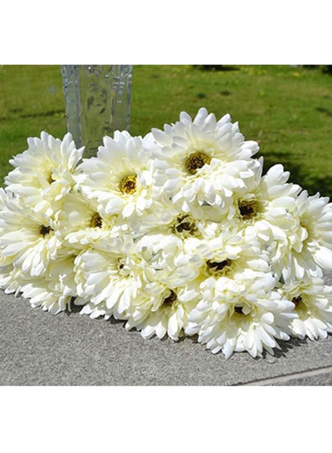 Artificial Silk Gerbera Daisy Flower Bouquet White/Yellow 50cm - Image 2
